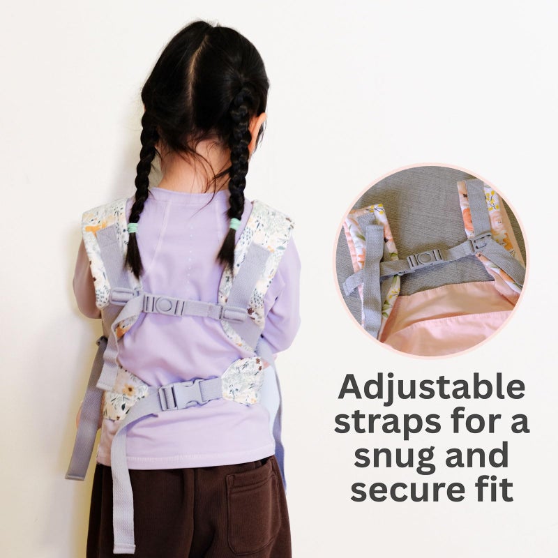 Vlokup Baby Doll Carrier, Adjustable Doll Carrier for Little Girls, Front & Back Wear, Made with Soft Fabric, Fits Dolls & Stuffed Animals up to 20 Inches, Wildflower, WoodlandAnimal - Image 5