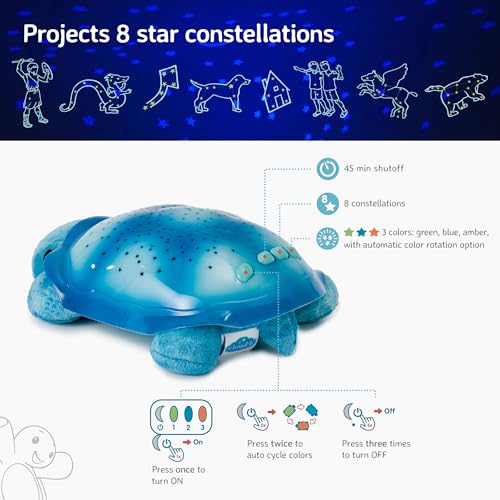 Cloud b Calming Nightlight Star Projector | Gentle Brightness | 3 Colors | 8 Constellations | Auto-Shutoff | Twilight Turtle Blue - Image 3