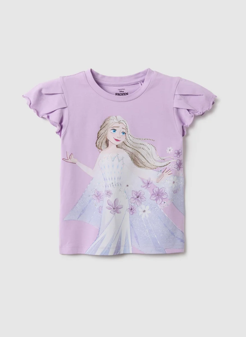 Ovs Ovs Multicolour Stretch Cotton T-Shirt For Girls With Frozen Print