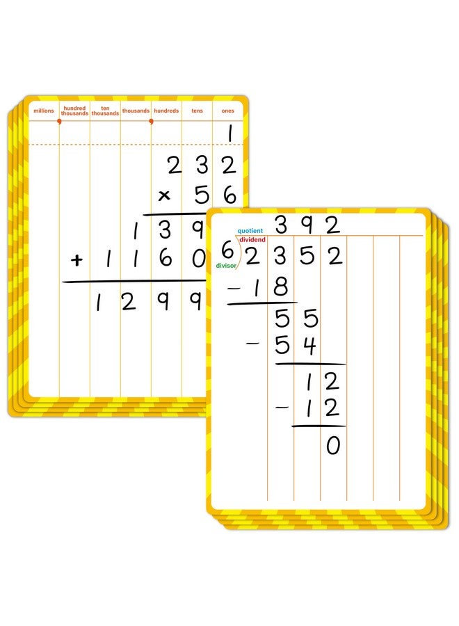 سبرايت جرو مجموعات من السبورة البيضاء المقسمة، لوحة مسح جافة مزدوجة الجوانب قابلة للكتابة والمسح، لوحة بيضاء لتعلم الرياضيات للأطفال والطلاب والفصول الدراسية والمنزل (يبلغ قياس كل منها 12 بوصة × 9 بوصة) - Image 1
