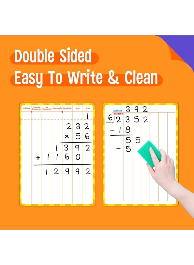 سبرايت جرو مجموعات من السبورة البيضاء المقسمة، لوحة مسح جافة مزدوجة الجوانب قابلة للكتابة والمسح، لوحة بيضاء لتعلم الرياضيات للأطفال والطلاب والفصول الدراسية والمنزل (يبلغ قياس كل منها 12 بوصة × 9 بوصة) - Image 4
