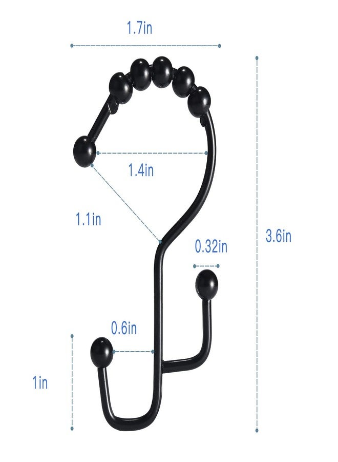 SUTINE Shower Curtain Hooks, 12 Pcs Double Shower Curtain Hooks Rings, Black Shower Curtain Hooks Rust Proof, Stainless Steel Bathroom Shower Hooks for Shower Curtain, Towels, Clothing, Black - Image 5