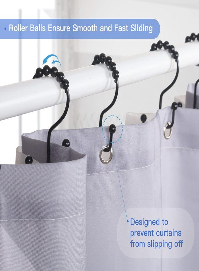 SUTINE Shower Curtain Hooks, 12 Pcs Double Shower Curtain Hooks Rings, Black Shower Curtain Hooks Rust Proof, Stainless Steel Bathroom Shower Hooks for Shower Curtain, Towels, Clothing, Black - Image 4