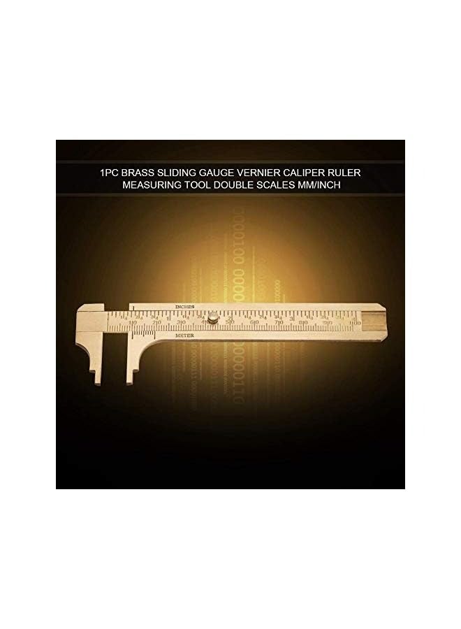 PROMASS Retro Vernier Caliper, 1pc Mini Brass Sliding Gauge Pocket Vernier Caliper Ruler Measuring Tool Double Scales mm/inch (100mm)  - Image 3
