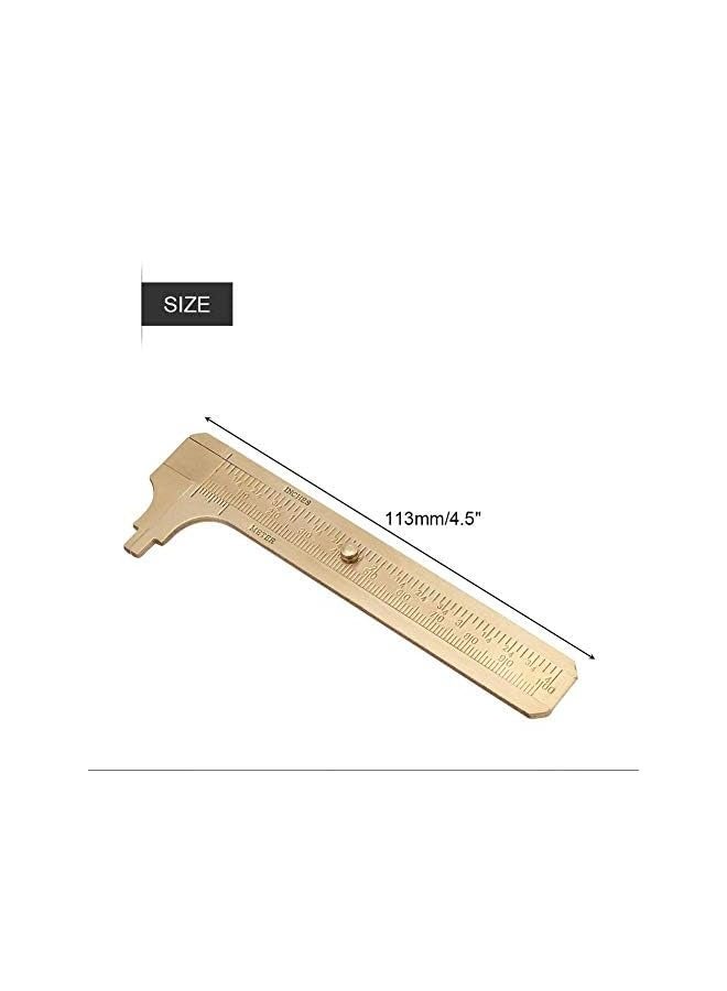 PROMASS Retro Vernier Caliper, 1pc Mini Brass Sliding Gauge Pocket Vernier Caliper Ruler Measuring Tool Double Scales mm/inch (100mm)  - Image 4