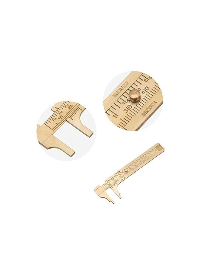 PROMASS Retro Vernier Caliper, 1pc Mini Brass Sliding Gauge Pocket Vernier Caliper Ruler Measuring Tool Double Scales mm/inch (100mm)  - Image 5