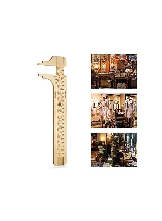 PROMASS Retro Vernier Caliper, 1pc Mini Brass Sliding Gauge Pocket Vernier Caliper Ruler Measuring Tool Double Scales mm/inch (100mm)  - Image 2