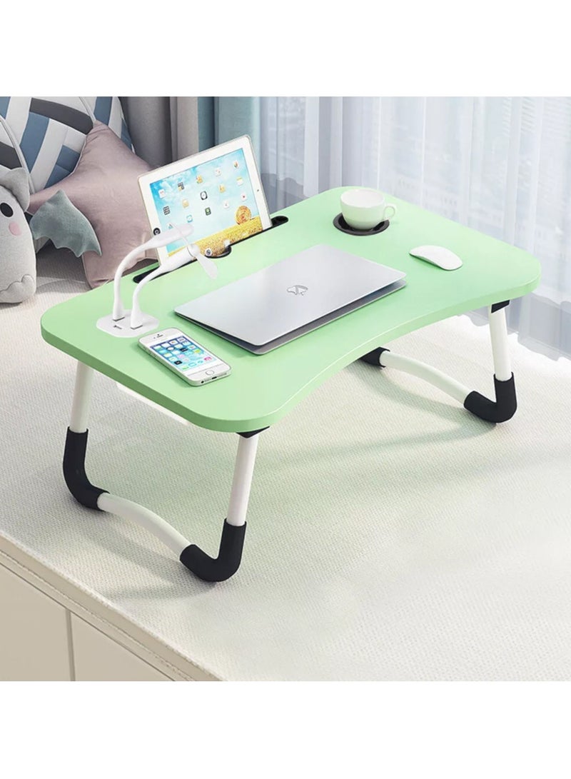 DubaiGallery Multifunction Modern Simple Laptop Bed Desk,card Slot/cup Holder/USB Interface/folding Portable Bed Tray Table,bed Sofa Eating Writing Desk  - Image 1