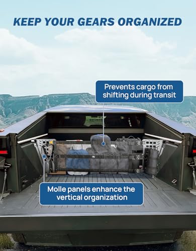 JOYTUTUS Truck Bed Divider Compatible with Cybertruck 2025 2024 2023 Cargo Divider Organizer Steel Molle Panels with Cargo Divider Net Cybertruck Accessories - Image 3