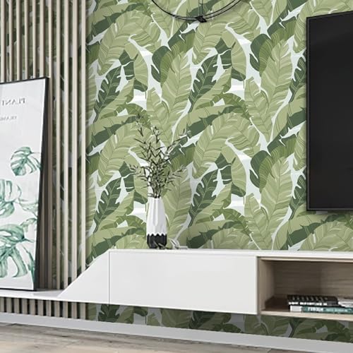 Fiula Peel and Stick Wallpaper Green Leaves Tropical Palm Wallpaper 16.1" × 118" Contact Paper Removable Self-Adhesive Wall Paper Decorative Shelf Drawer Liner Roll Waterproof - Image 3
