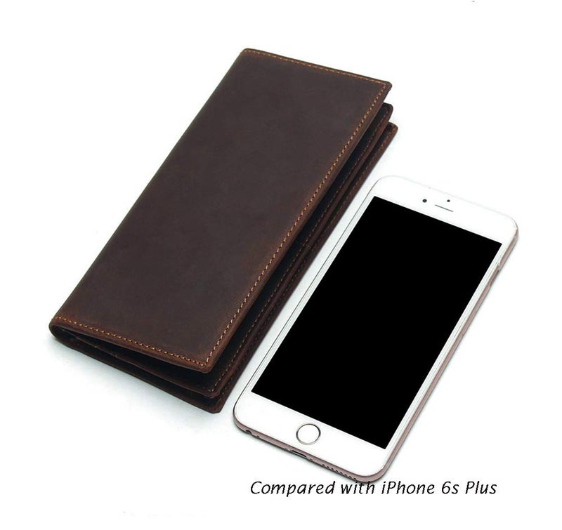 LUUFAN Men's Vintage Genuine Leather Long Bifold Wallet With Zipper Pocket - Image 2