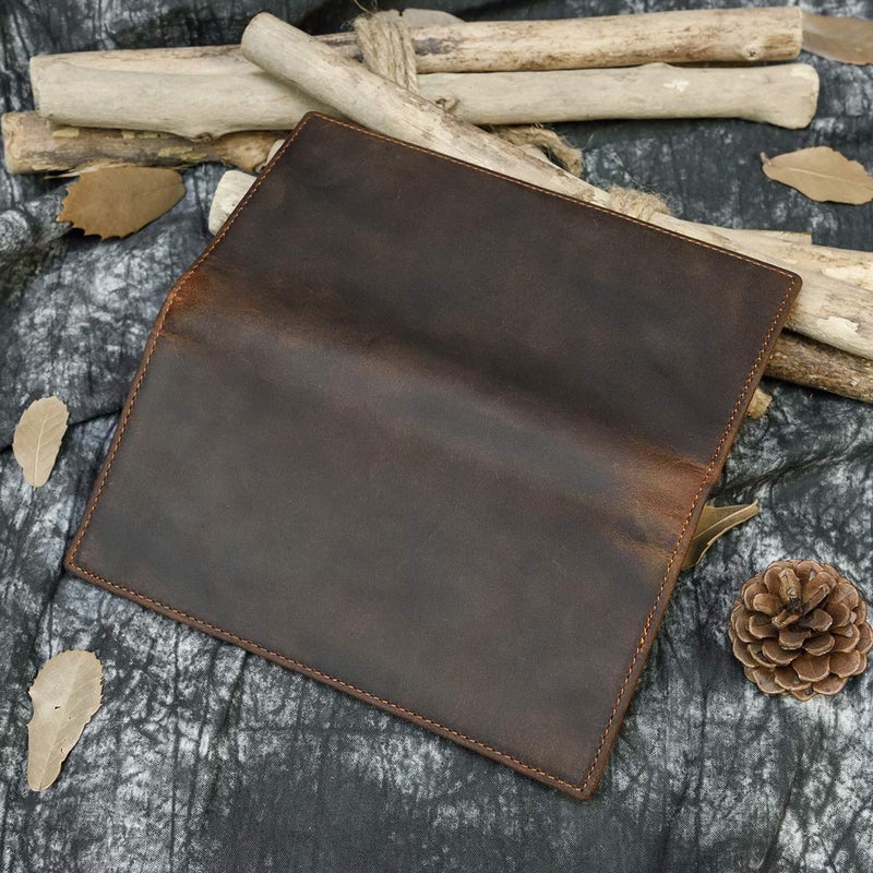 LUUFAN Men's Vintage Genuine Leather Long Bifold Wallet With Zipper Pocket - Image 5