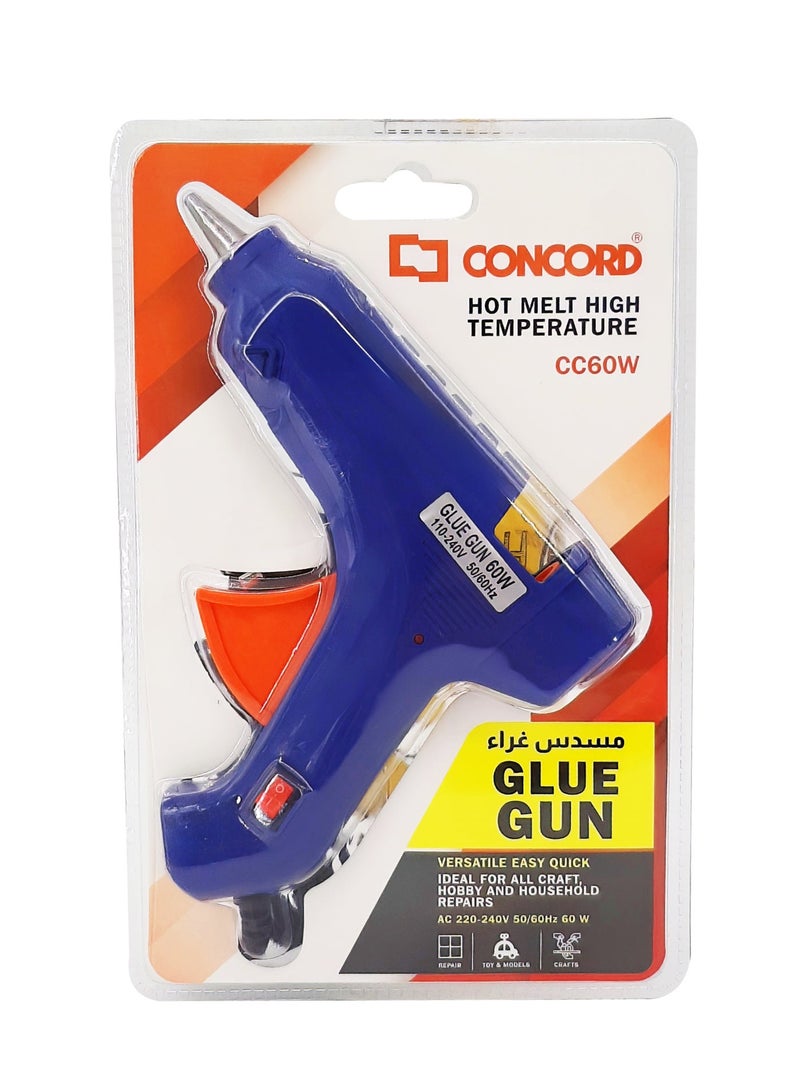 كونكورد مسدس غراء كهربائي 60 واط، درجة حرارة عالية، أداة لاصقة متعددة الاستخدام - الأزرق الداكن - Image 1