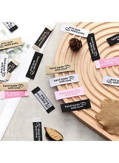 BOAO 120 Pieces Personalized Sewing Labels Sew On Clothing Labels Handmade Interlocking Heart Pattern Label Tags For Handmade Items Clothes (White)  - Image 1