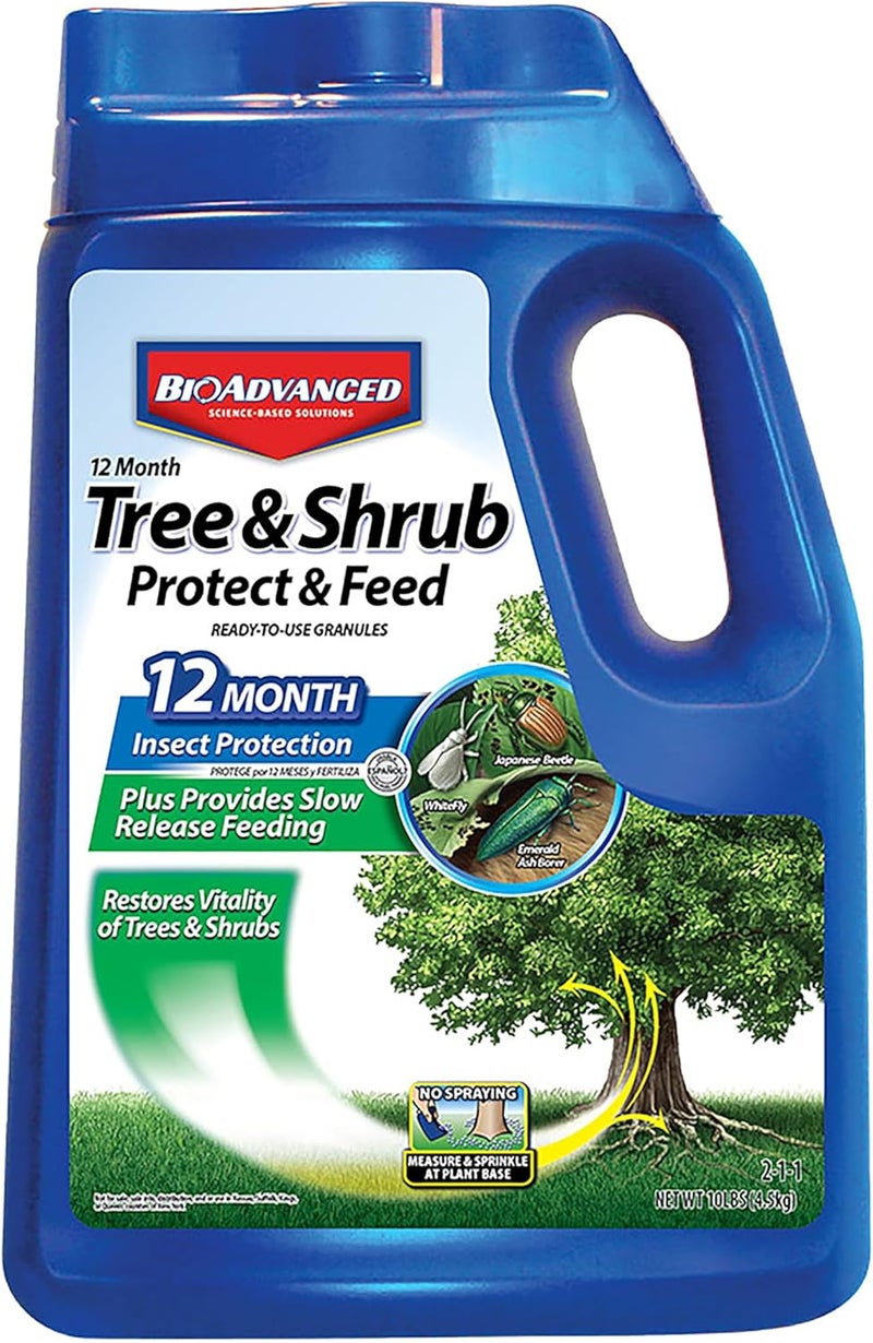BioAdvanced 12 Month Tree and Shrub Protect and Feed, Granules, 10 lb, Insect Killer and Fertilizer & Plant Food - Image 1