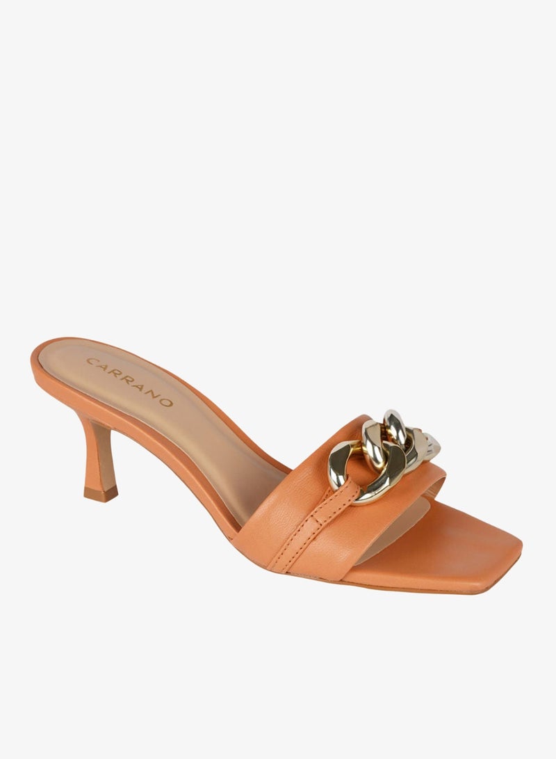 Carrano Ladies Open Back Chain-detail Thin Heel Sandals 322017 Cab422 - Image 1