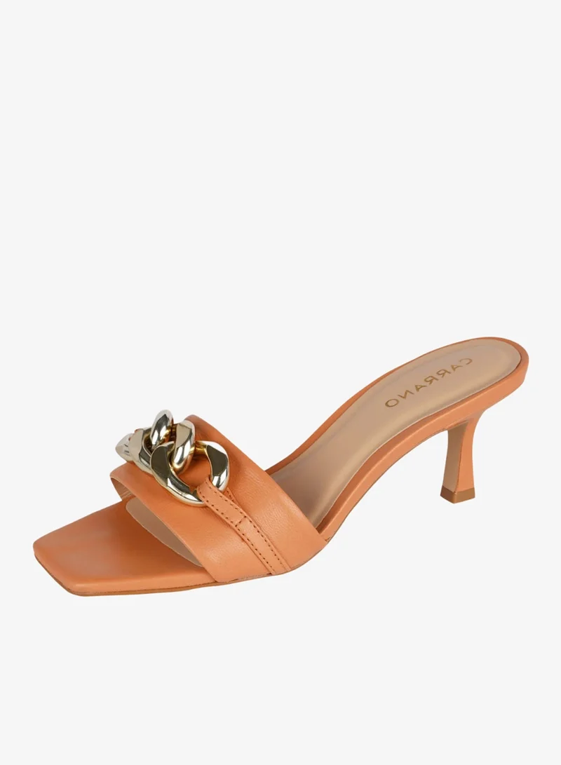 Carrano Orange Carrano Ladies Open Back Chain-detail Thin Heel Sandals 322017 Cab422 for Women | Best Price UAE