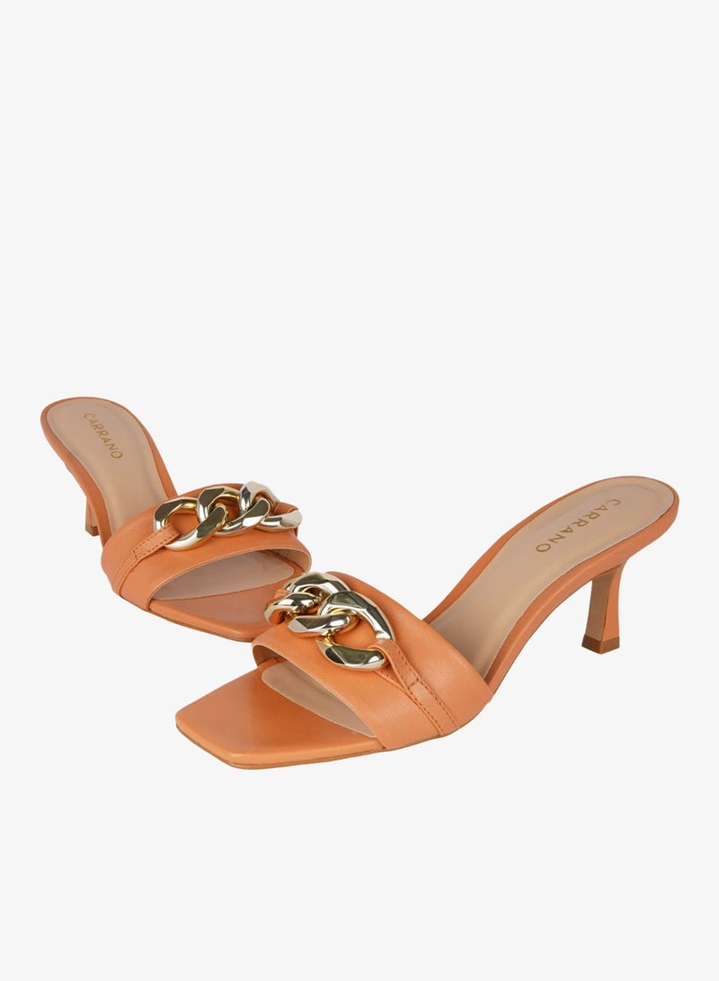 Carrano Ladies Open Back Chain-detail Thin Heel Sandals 322017 Cab422 - Image 2