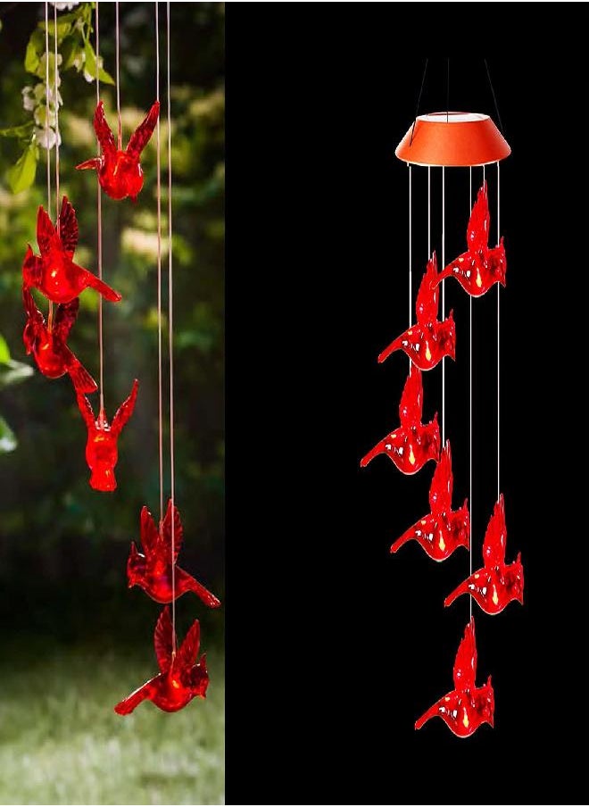 Topadorn Topadorn Cardinal Solar Wind Chimes Mobile Waterproof Automatic Light Solar Powered Color Changing Wind Chimes Fade and Weather Resistant for Outdoor Garden Patio Yard Patio Yard Home Décor  - Image 2
