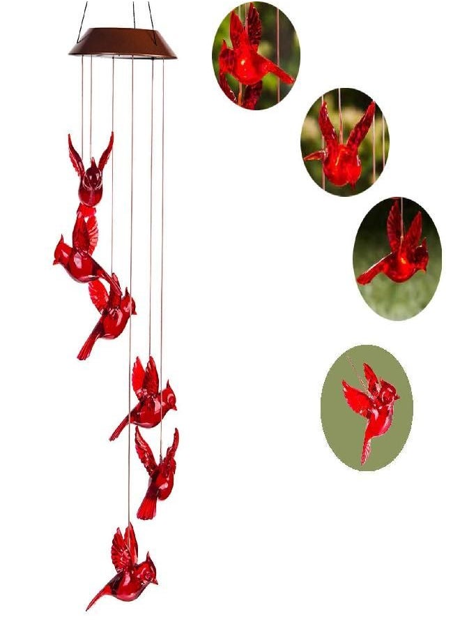 Topadorn Topadorn Cardinal Solar Wind Chimes Mobile Waterproof Automatic Light Solar Powered Color Changing Wind Chimes Fade and Weather Resistant for Outdoor Garden Patio Yard Patio Yard Home Décor  - Image 1