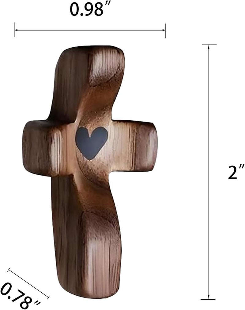 KyooteLfv Wooden Cross Fidget - Cross My Heart, Walnut Pocket Crosses for Anxiety Relief & Prayer, Encouragement Christian Gift for Adults/Kids (3 PCS) - Image 2