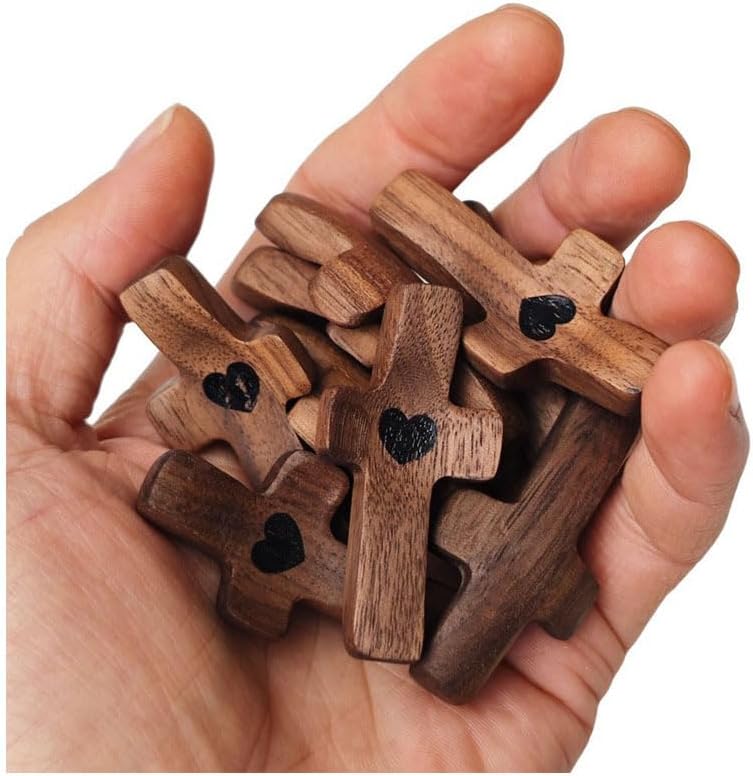 KyooteLfv Wooden Cross Fidget - Cross My Heart, Walnut Pocket Crosses for Anxiety Relief & Prayer, Encouragement Christian Gift for Adults/Kids (3 PCS) - Image 4