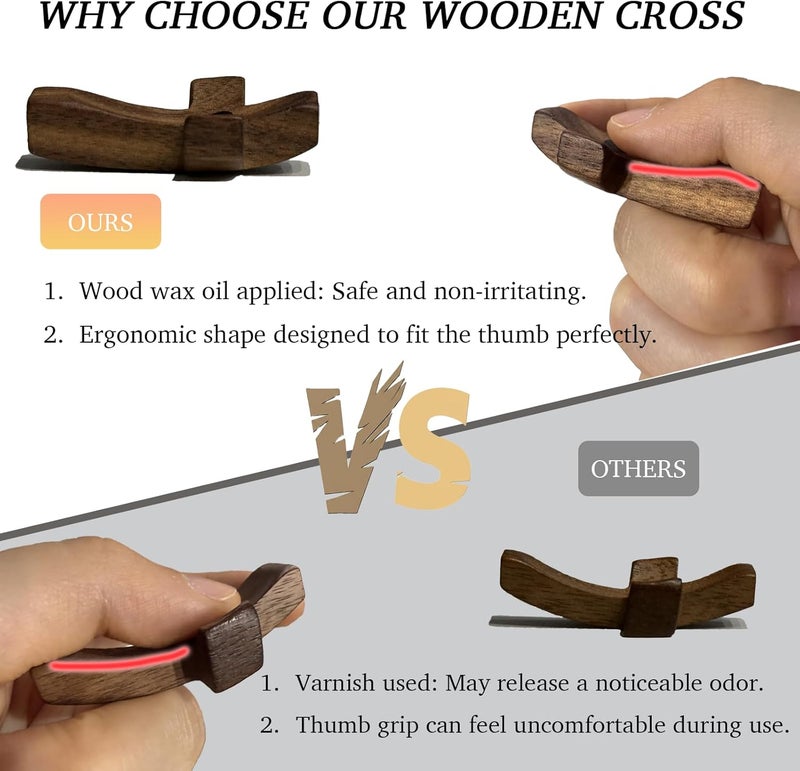 KyooteLfv Wooden Cross Fidget - Cross My Heart, Walnut Pocket Crosses for Anxiety Relief & Prayer, Encouragement Christian Gift for Adults/Kids (3 PCS) - Image 3