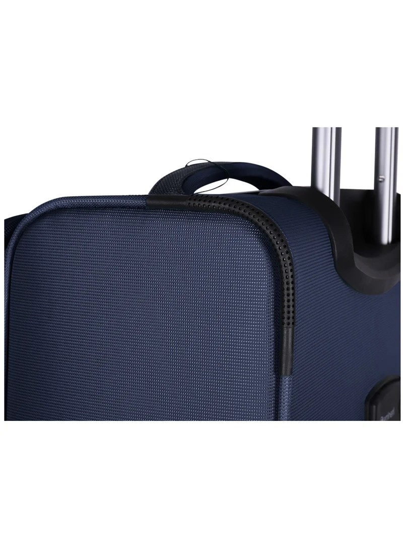 eminent Unisex Soft Travel Bag Medium Luggage Trolley Polyester Lightweight Expandable 4 Double Spinner Wheeled Suitcase with 3 Digit TSA lock E788 Navy Blue