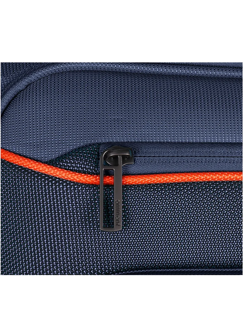 eminent Unisex Soft Travel Bag Medium Luggage Trolley Polyester Lightweight Expandable 4 Double Spinner Wheeled Suitcase with 3 Digit TSA lock E788 Navy Blue