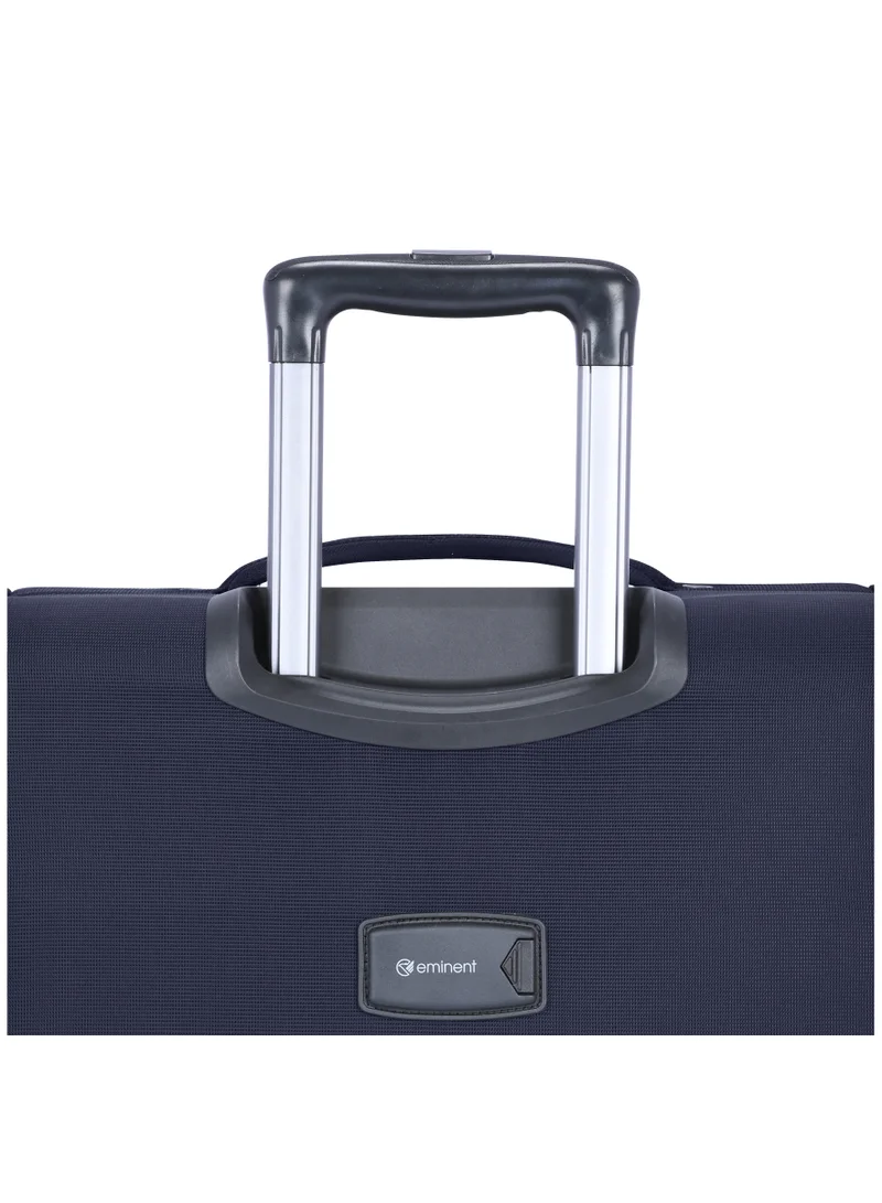 eminent Unisex Soft Travel Bag Medium Luggage Trolley Polyester Lightweight Expandable 4 Double Spinner Wheeled Suitcase with 3 Digit TSA lock E788 Navy Blue