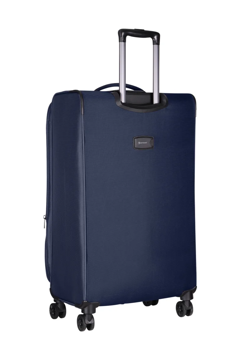 إيمينينت Unisex Soft Travel Bag Medium Luggage Trolley Polyester Lightweight Expandable 4 Double Spinner Wheeled Suitcase with 3 Digit TSA lock E788 Navy Blue