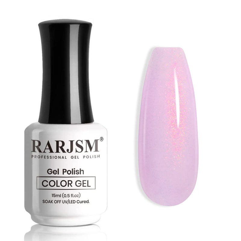 RARJSM Shimmer Glitter Gel Nail Polish Light Purple Chunky Sparkle Holographic Rainbow Iridescent Nude Jelly Gel Polish Lavender Single Bottle Soak off UV LED Cured for Home Salon Manicure 15ML - Image 1