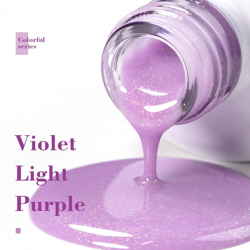 RARJSM Shimmer Glitter Gel Nail Polish Light Purple Chunky Sparkle Holographic Rainbow Iridescent Nude Jelly Gel Polish Lavender Single Bottle Soak off UV LED Cured for Home Salon Manicure 15ML - Image 4