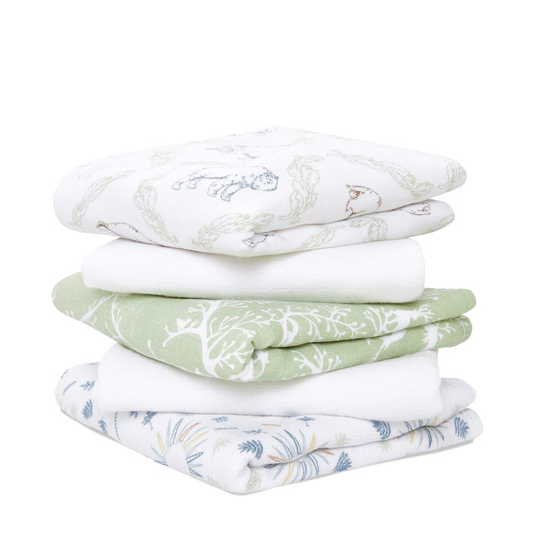 aden + anais Essentials Musy Squares 5 Pack - Soft, Absorbent 100% Cotton Muslin Baby Cloths (23.5"x23.5"), Perfect for Spills, Drool & On-The-Go Cleanups, A Diaper Bag Essential, Harmony - Image 1