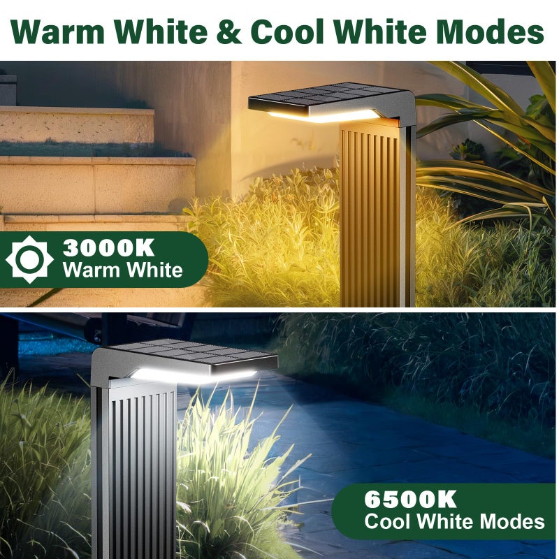 COXSENI Solar Pathway Lights Outdoor 4Pack, Bright 60LED Solar Path Lights Outside Waterproof, Warm & Cool Walkway Lights Solar Powered, Landscape Light for Driveway Lawn Patio Garden Yard - Image 3