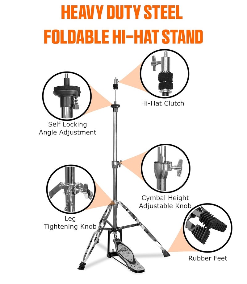Softline Pro SP HH IC Heavy Duty Double-Braced Iron Cobra Hi-Hat Stand with Longboard Swiveling Footplate, Adjustable Precision Spring Dial (Hi Hat Stand - Iron Cobra) - Image 2