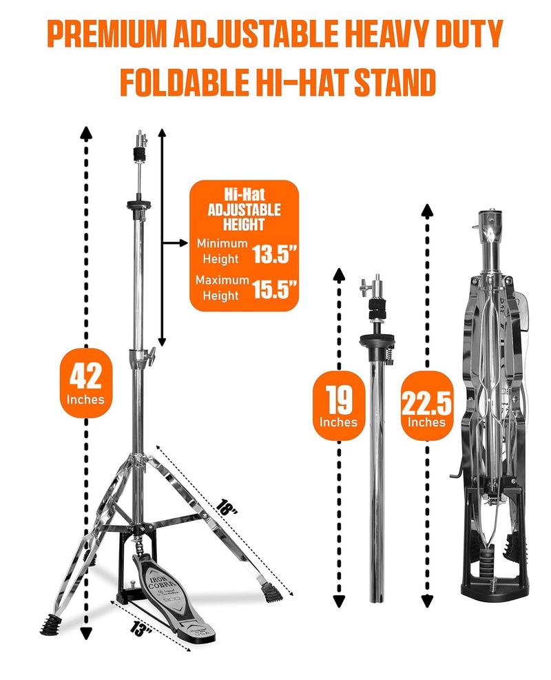 Softline Pro SP HH IC Heavy Duty Double-Braced Iron Cobra Hi-Hat Stand with Longboard Swiveling Footplate, Adjustable Precision Spring Dial (Hi Hat Stand - Iron Cobra) - Image 3