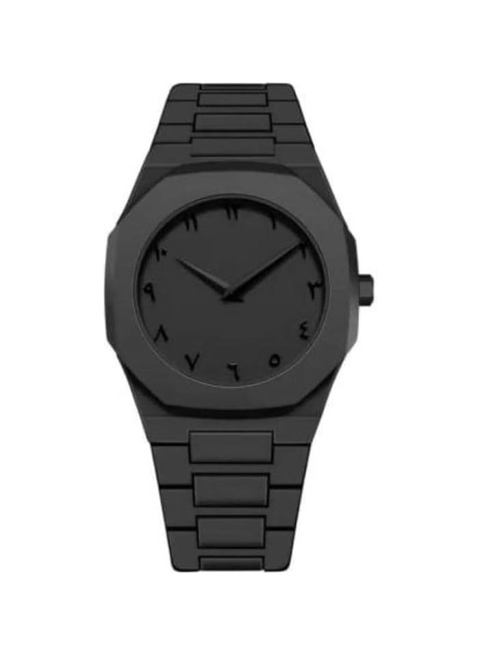 Matte Black Arabic Numeral Watch – Minimalist Unisex Wristwatch – Sleek Resin Strap – Waterproof - Image 1