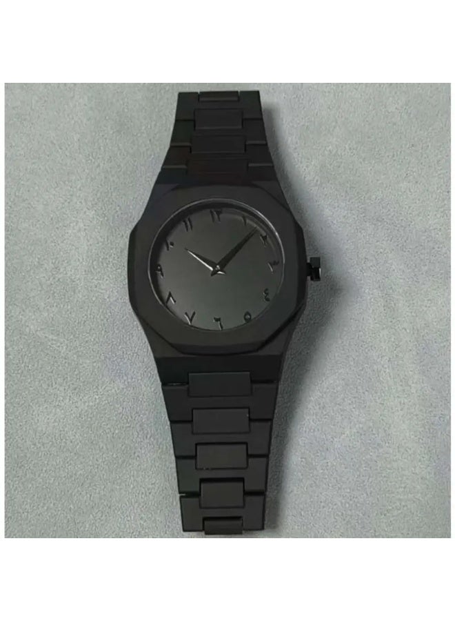 Matte Black Arabic Numeral Watch – Minimalist Unisex Wristwatch – Sleek Resin Strap – Waterproof - Image 4