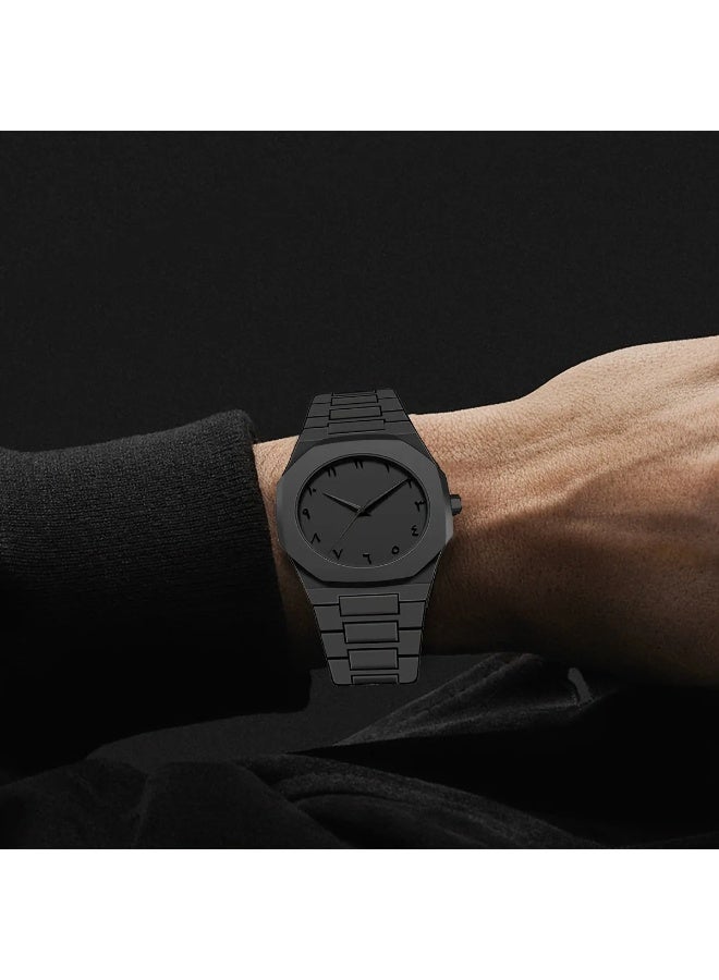 Matte Black Arabic Numeral Watch – Minimalist Unisex Wristwatch – Sleek Resin Strap – Waterproof - Image 5