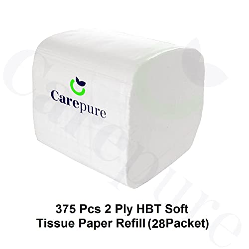 Carepure HBT Pop Up Table Top Soft Virgin Tissue Paper Box Holder Refill | 2 PLY | 4x8 cm | 4500 Pisces Of paper - 36 Packet of Soft Paper Refills - Image 2