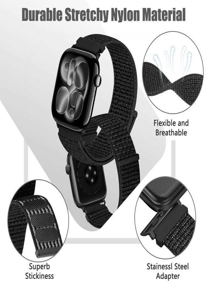 Bcuckood Nylon Sport Bands Compatible with Apple Watch Band 49mm 45mm 44mm 42mm 41mm 40mm 38mm Women Men, Adjustable Sport Solo Loop Bands for iWatch Series 9 8 7 6 5 4 3 SE2 SE Ultra 2 1, 3 Pack - Image 4