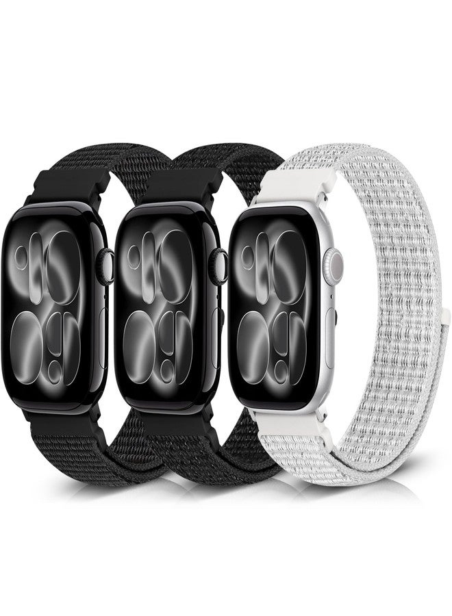 Bcuckood Nylon Sport Bands Compatible with Apple Watch Band 49mm 45mm 44mm 42mm 41mm 40mm 38mm Women Men, Adjustable Sport Solo Loop Bands for iWatch Series 9 8 7 6 5 4 3 SE2 SE Ultra 2 1, 3 Pack - Image 1