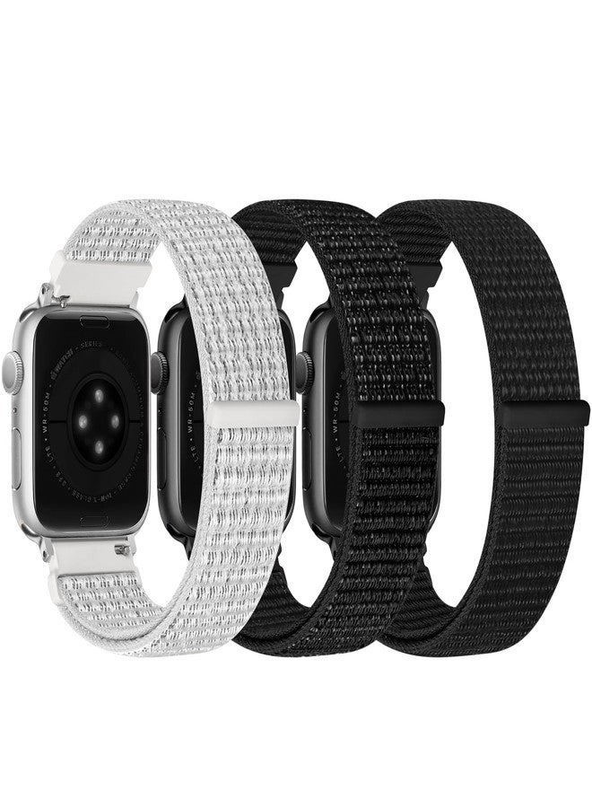 Bcuckood Nylon Sport Bands Compatible with Apple Watch Band 49mm 45mm 44mm 42mm 41mm 40mm 38mm Women Men, Adjustable Sport Solo Loop Bands for iWatch Series 9 8 7 6 5 4 3 SE2 SE Ultra 2 1, 3 Pack - Image 2