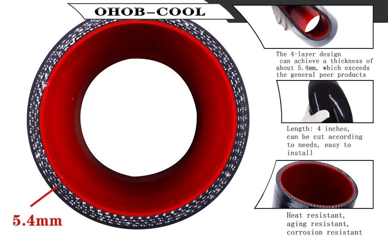 OHOB-COOL 4” to 4.5“ ID Reducer silionce Coupler Reinforced Hose,4-Ply Turbo/Intercooler/Intake Piping Industrial Hydraulic (102-114mm) - Image 2