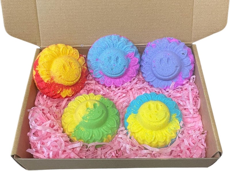 Colourful Bath Bombs Set of 5 Assorted Colours and scents