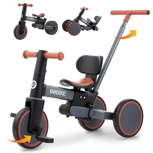 Bobike 5in1 Tricycle for Toddlers 18 Months to 5 Years Old Toddler Bike Kids Tricycle with Push Handle and Backrest Toddler Balance Bike with Easy Assembly for Boys and Girls Grey - Image 1