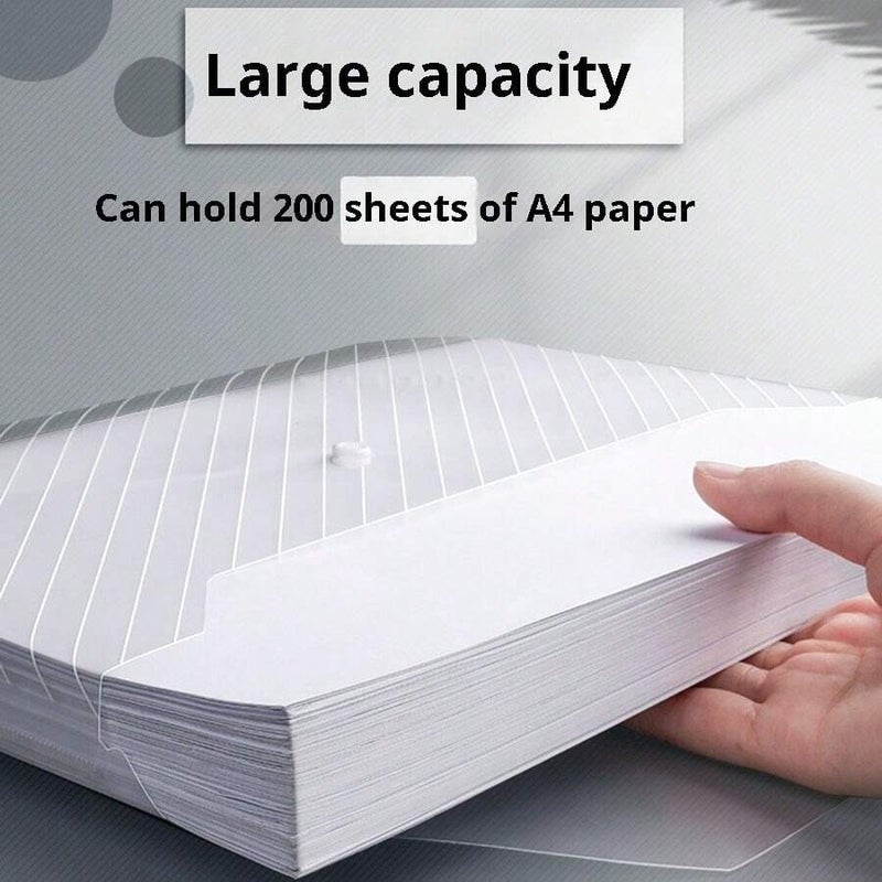 شي إن 5-10pcs-20PCS محفظة مستندات بتصميم شريط شفاف ملون بحجم A4 مع غطاء زر قابل للإغلاق - Image 5