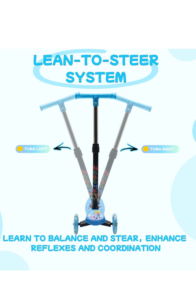 إيزي فيتشور سكوتر EASY FUTURE للأطفال من عمر 3 إلى 8 سنوات، مزود بمقبض قابل للطي وتعديل الارتفاع، وعجلات LED من البولي يوريثان، وفرامل خلفية. - Image 4