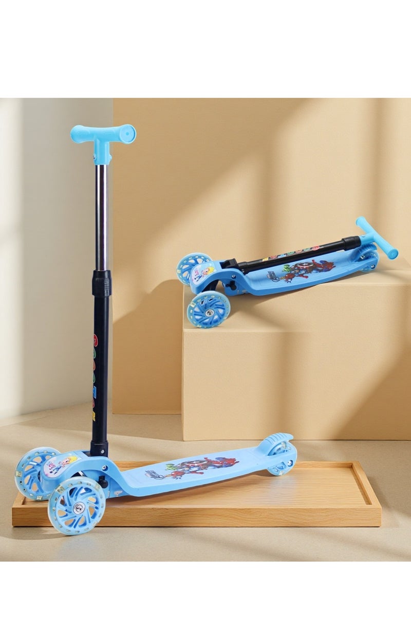 إيزي فيتشور سكوتر EASY FUTURE للأطفال من عمر 3 إلى 8 سنوات، مزود بمقبض قابل للطي وتعديل الارتفاع، وعجلات LED من البولي يوريثان، وفرامل خلفية. - Image 1